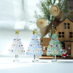 淄博琉璃绕丝圣诞树桌面摆件奶油风家居书桌创意装饰品圣诞节礼物