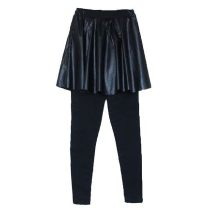 2021年秋冬胖mm带pu遮臀屁帘的裤裙大码一体假两件打底带裙裤子