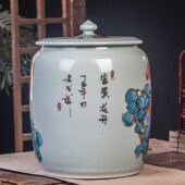 景德镇手绘陶瓷米缸油缸水缸30斤50斤装 实用带盖防潮防虫储物灌