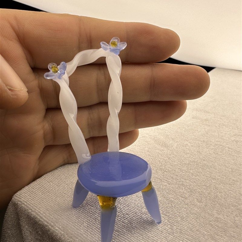 淄博山琉璃特产家具非遗欧美意大利玻璃中古摆件手作烧制带花椅子,家居饰品,桌面摆件,淘宝优惠券,粉丝福利购,淘宝优惠卷