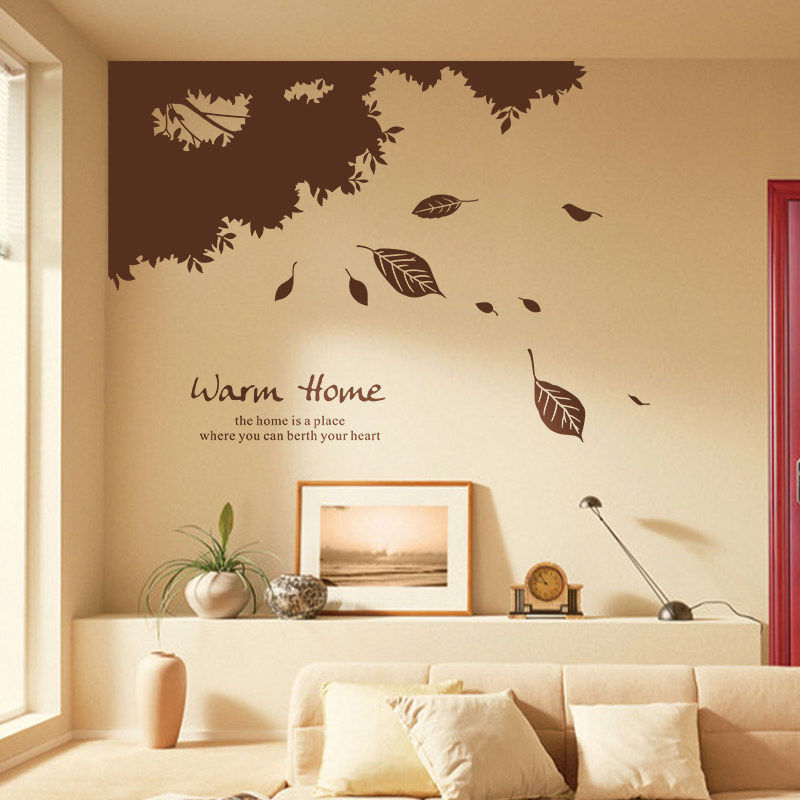 田园温馨沙发电视背景墙贴客厅卧室装饰墙纸风景树绿叶自粘墙贴画,家居饰品,软装墙贴,淘宝优惠券,粉丝福利购,淘宝优惠卷