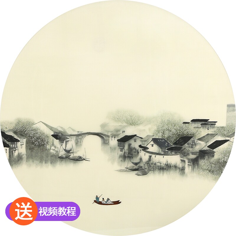 苏绣刺绣手工diy套件自绣材料包初学自绣入门针迹江南水乡苏州