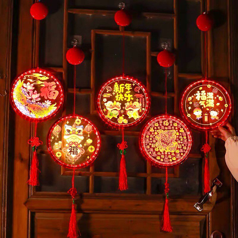 新年彩灯挂灯装饰氛围室内家用布置2024过年春节福字led乔迁气氛