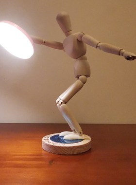 梧棣木人创意小夜灯木人组合木头人夜灯桌面摆件