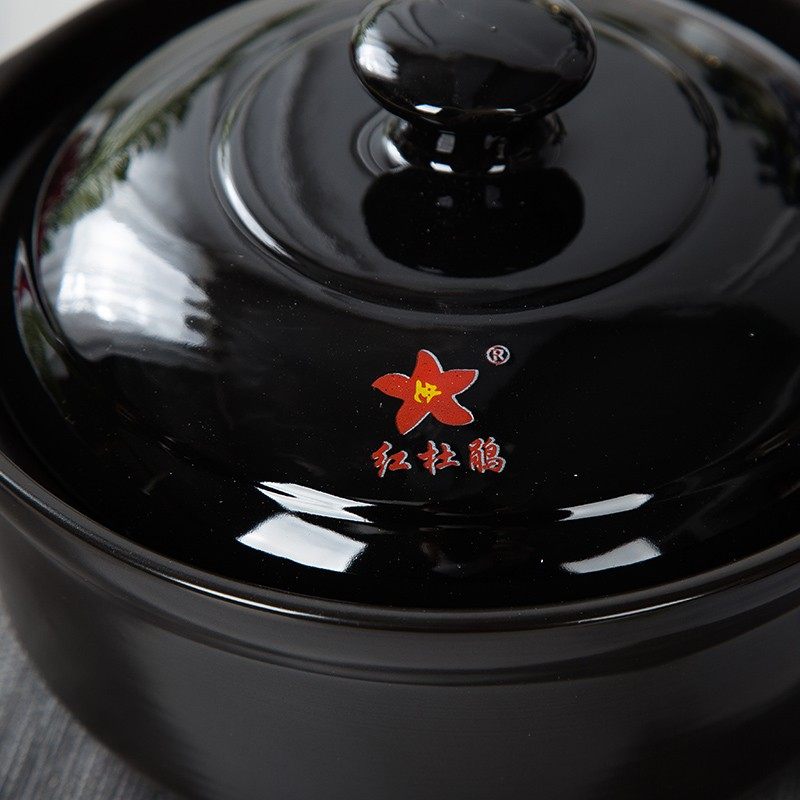 红杜鹃耐高温砂锅黑色家用米线粉丝煲浅口大容量大码燃气灶电磁炉