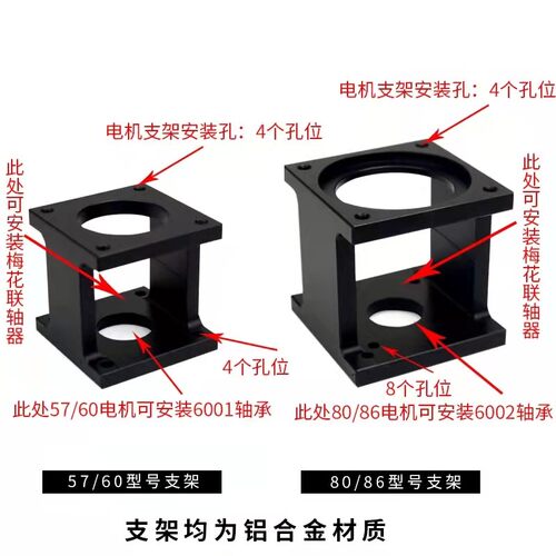 步进伺服电机支架57 60 80 86 110130固定支架卧式安装支撑座铸铝