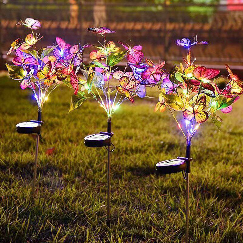 室外浪漫仿真五彩蝴蝶灯温馨夜光个性草坪复古闪闪发光装饰彩灯