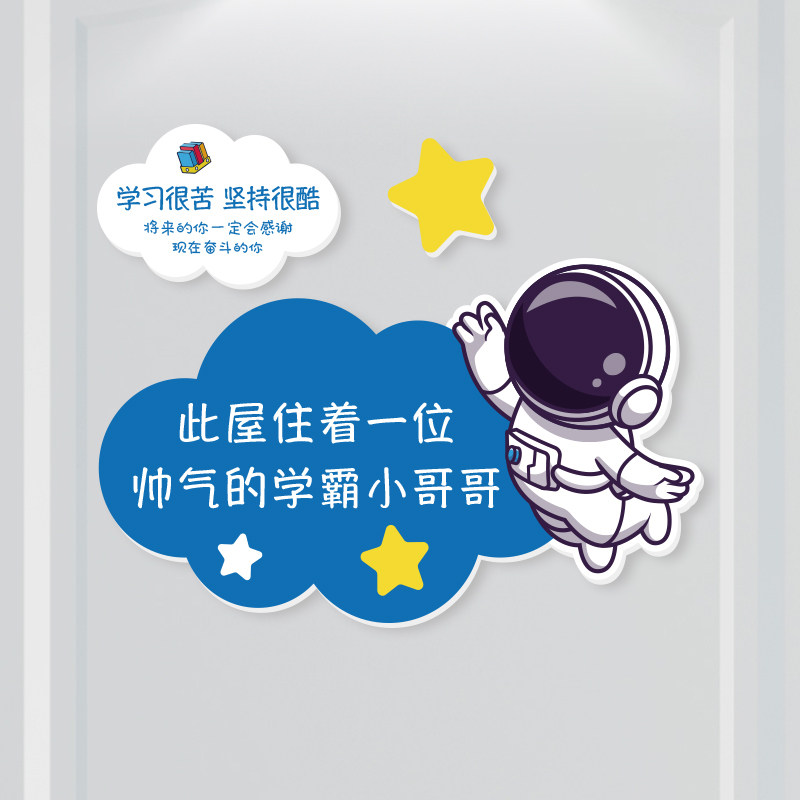 男孩儿童房门牌学习励志创意装饰布置房间卧室门墙面墙贴遮丑门贴