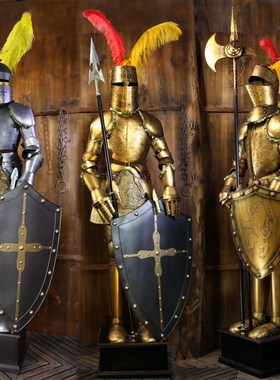 超大号铁艺士兵中世纪骑士盔甲武士酒吧餐厅门口橱窗落地气派摆设