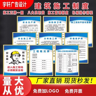 施工现场五牌一图项目管理制度建筑工地警示牌定制八大员岗位职责