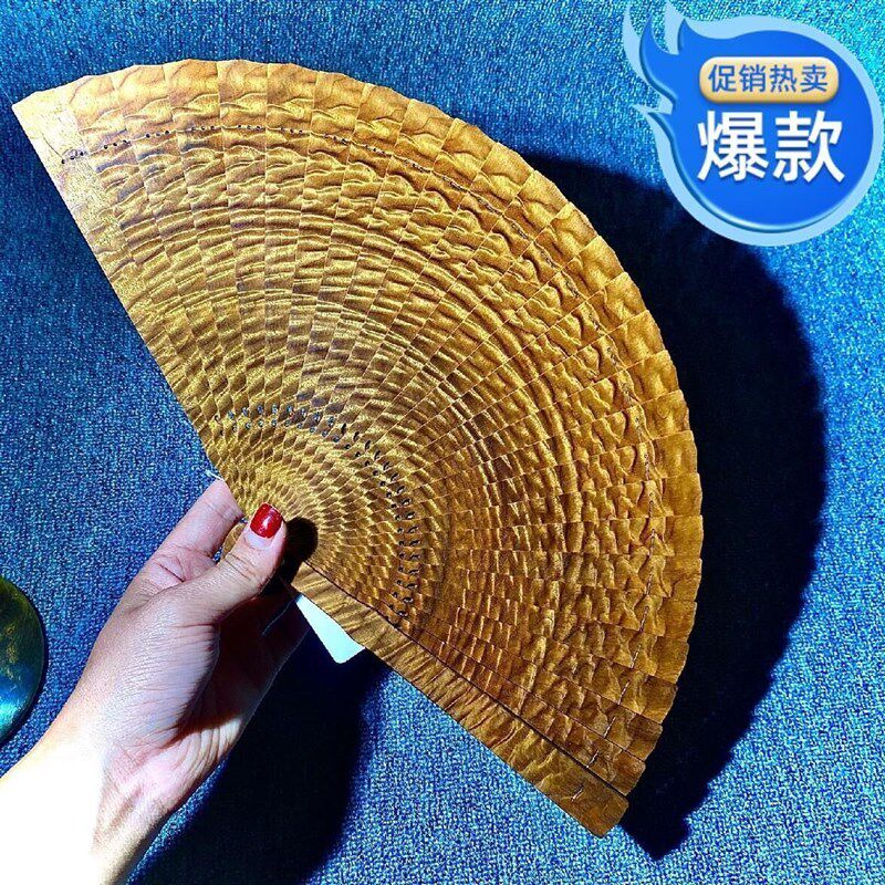 金丝楠木镂空扇面覆古工艺扇便携手工迷你苏扇配流苏一物一拍