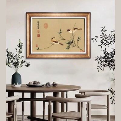 苏绣DIY套件初学 针迹 淡雅古画宋人花鸟-13 玄关客厅 手工刺绣画