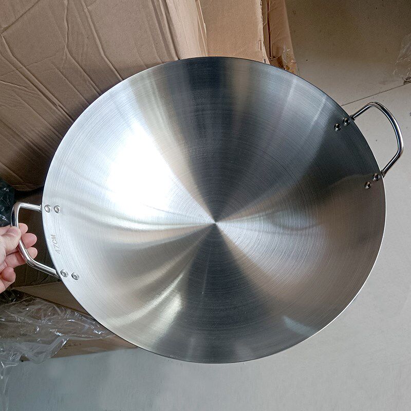 特厚无磁不锈钢炒锅特大34-100cm双耳圆底爆炒鼎商用食堂农村大锅