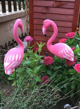 花园装饰 庭院布置草坪橱窗装饰道具摆设仿真动物火烈鸟装饰摆件