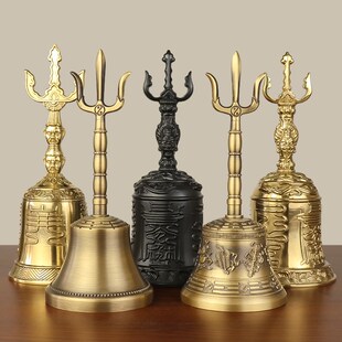 黄铜天蓬帝钟天蓬铃三清铃三叉金刚铃手摇铃黄铜三清铃铜铃铛