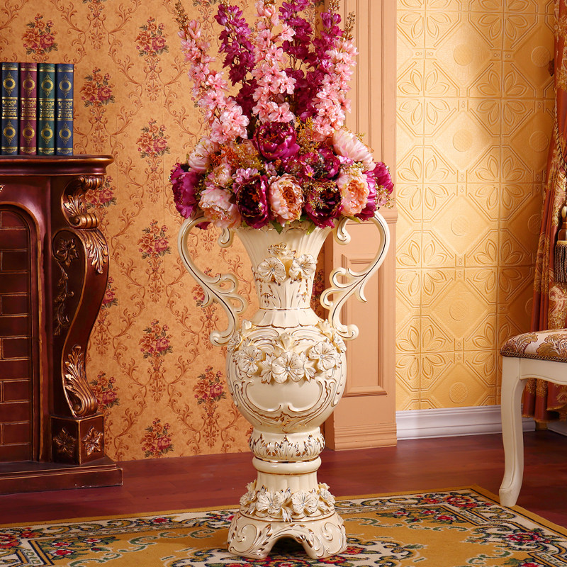 奢华酒店别墅欧式陶瓷落地大花瓶客厅玄关花插花器装饰品插花摆件,家居饰品,花瓶,淘宝优惠券,粉丝福利购,淘宝优惠卷