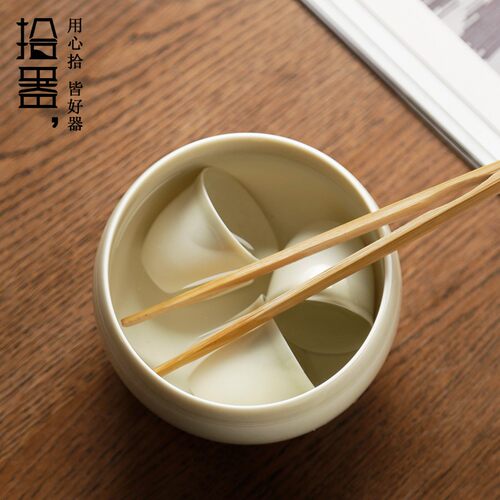 草木灰釉水盂建水茶渣桶茶杯碗陶瓷茶洗家用笔洗功夫茶具茶道配件