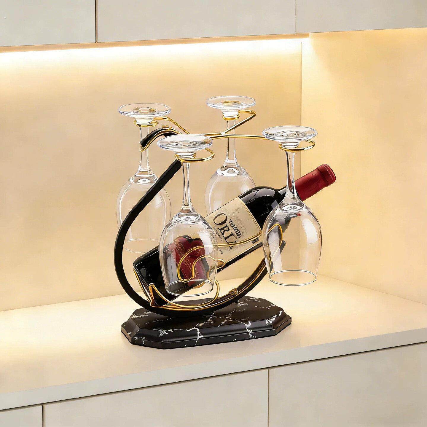 家用红酒杯架倒悬挂高脚杯架欧式酒瓶架子高档轻奢置物展示架摆件