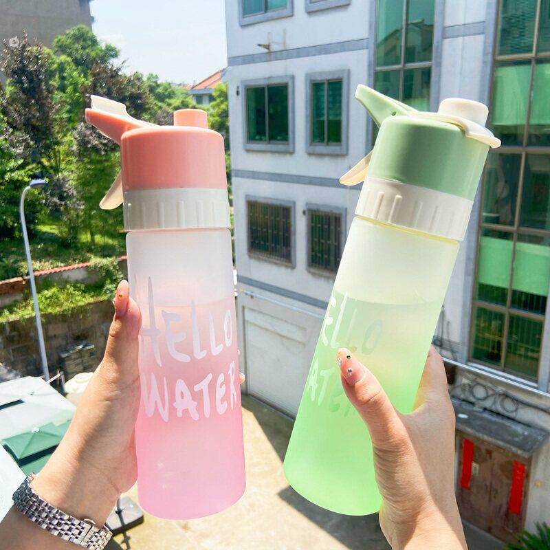 喷雾水杯女可携式学生儿童随行杯多功能夏天健身运动水壶杯子塑料