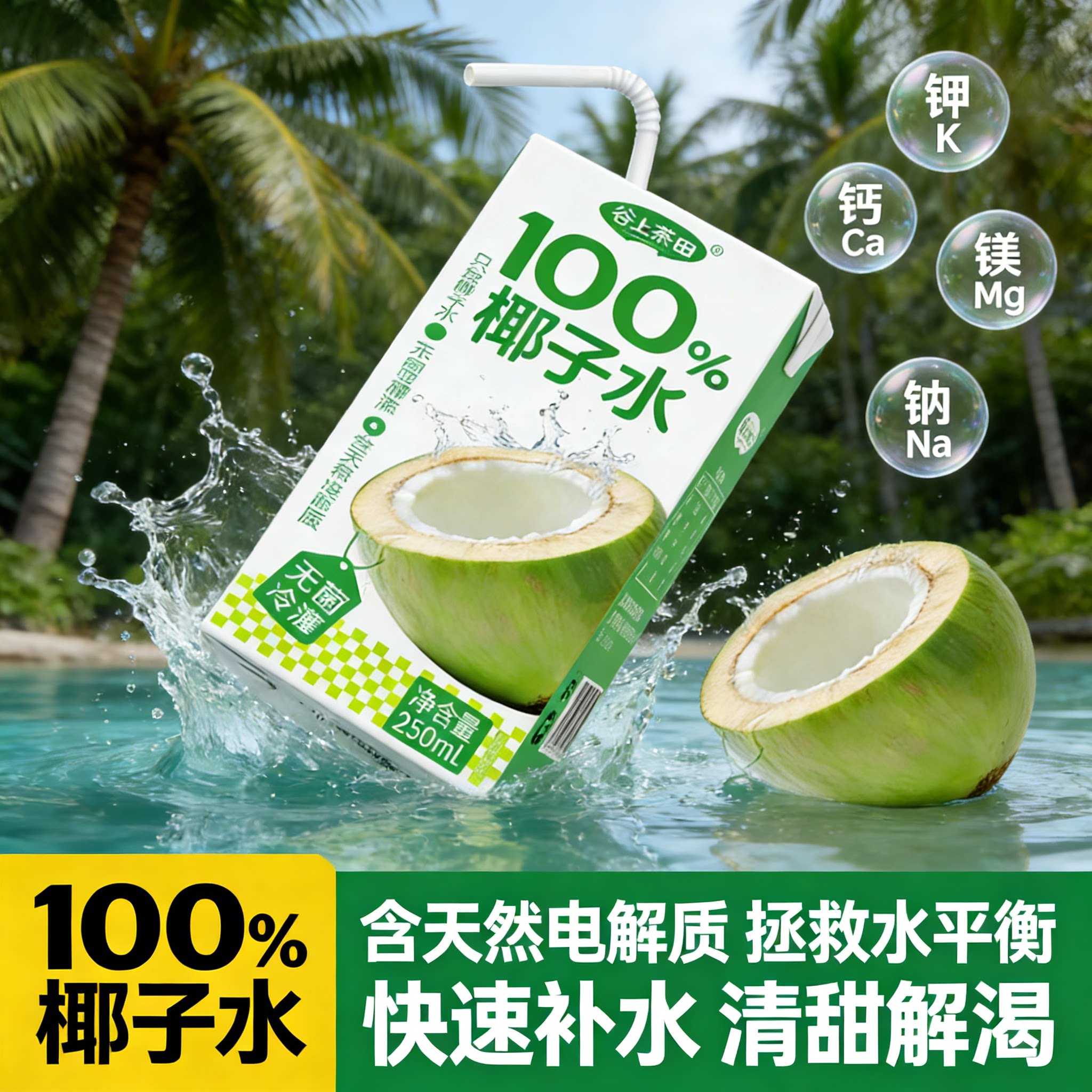 网红100%椰子水NFC鲜榨纯椰青水补水解渴运动饮料整箱批发