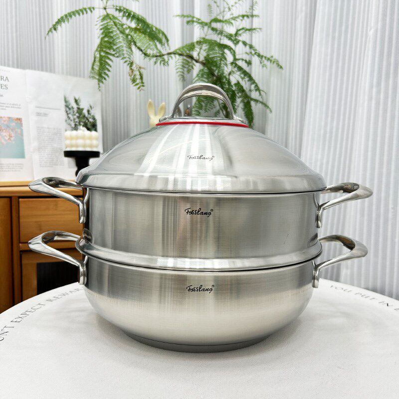 菲仕朗18/10不锈钢蒸锅 多功能火锅 焖炖煮炒锅 蒸馒头蒸包子