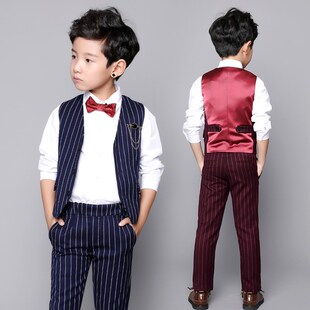儿童礼服马甲套装男童西服中大童主持人服装男钢琴表演服2024新款