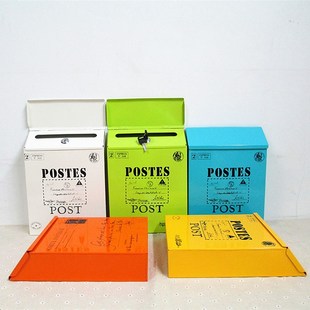 室外创意铁皮意见箱大号带锁挂墙信箱田园美式邮箱装饰建议箱挂饰