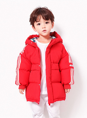 儿童装羽绒服中小童加厚男童羽绒服中长款连帽外套23冬新款22909