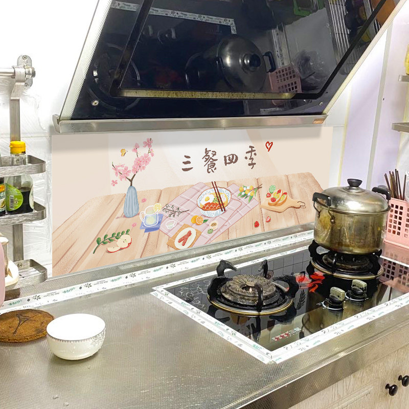 侧吸式油烟机用厨房防油贴纸小号墙面装饰墙贴防水耐高温墙纸自粘