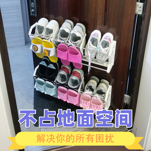 经济型收纳省空间家用简易鞋架子神器磁吸门上免钉宿舍小户型鞋架
