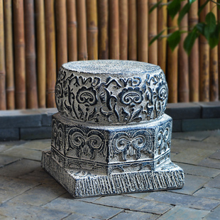 室内户外小院大门口装饰摆件中式庭院人造石鼓门墩坐墩仿石凳底座