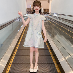 女童旗袍连衣裙夏装2023新款儿童汉服中国风女孩裙子夏季洋气薄款