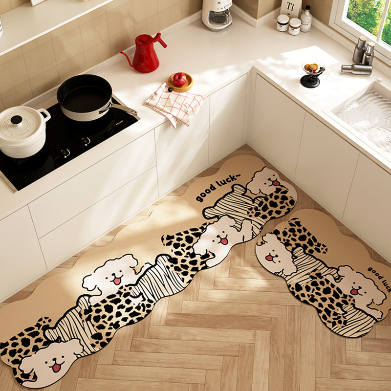 卡通厨房专用地垫2024新款家用厨房地毯硅藻泥吸水垫l形防滑脚垫,居家布艺,厨房地垫,淘宝优惠券,粉丝福利购,淘宝优惠卷