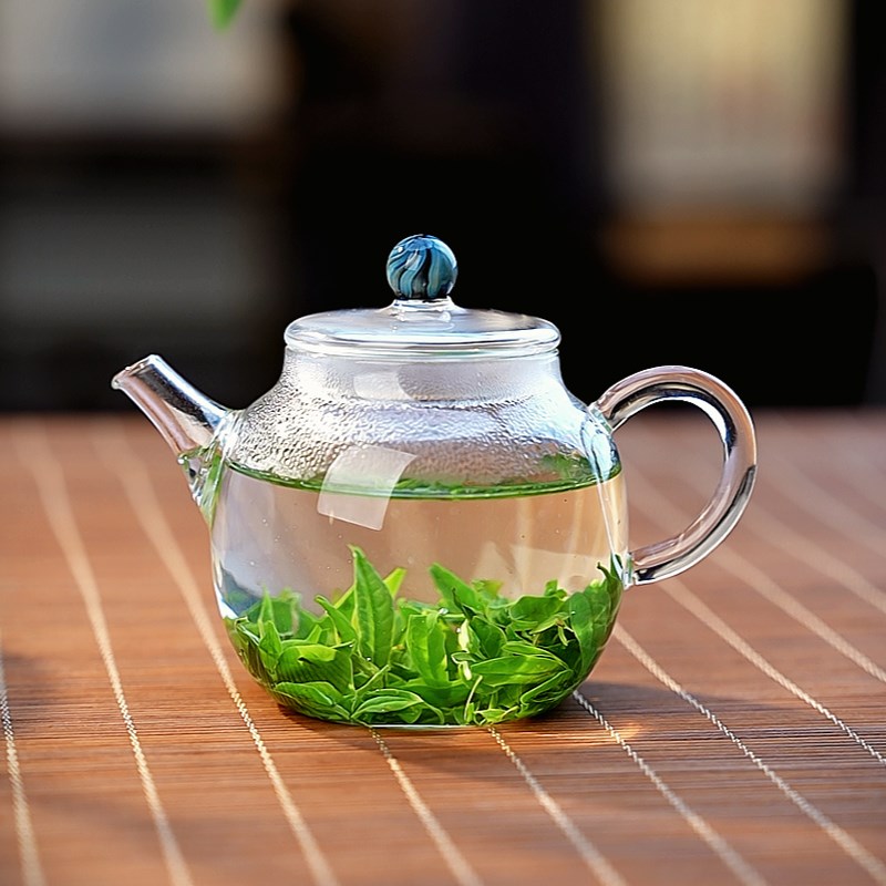 轻奢玻璃泡茶壶家用耐热小号透明迷你纯手工花茶壶带过滤小壶