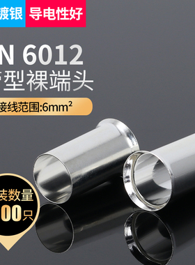 EN 6012欧标管型针式裸端头冷压接线端子铜鼻子紫铜6mm平方1000只