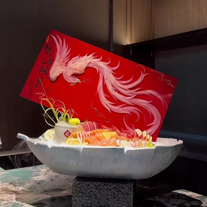 高档刺身盘创意陶瓷三文鱼盘海鲜火锅姿造盘料理盘器皿酒店海鲜盘