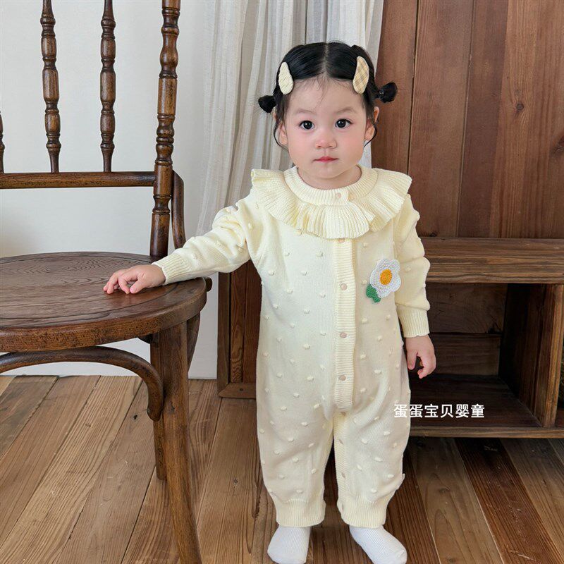 女宝宝春装连体衣春季婴儿衣服针织超萌春秋款外出毛衣一岁婴幼儿