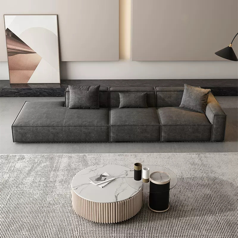 意式极简模块沙发贵妃位北欧设计师款客厅小户型直排豆腐块沙发