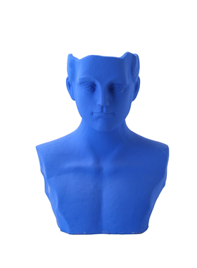 欧式人物雕塑男头像插花器陶瓷蓝白色花瓶样板房家居客厅卧室摆件