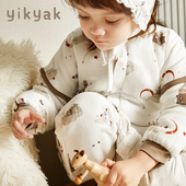 yikyak婴儿睡袋3.5tog超厚夹棉可拆袖 新生宝宝防踢被秋冬防踢被