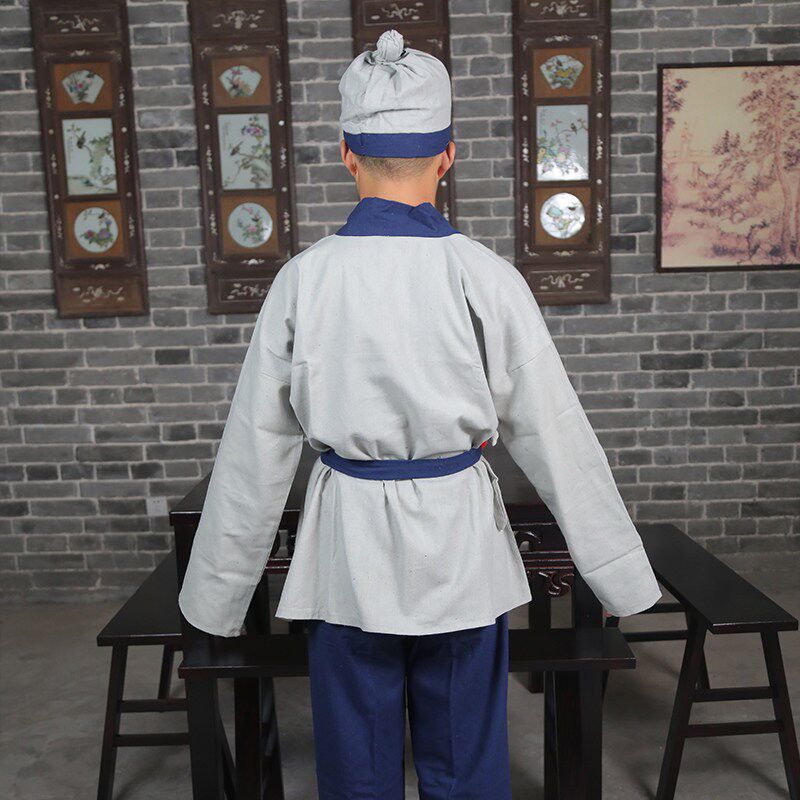 炎蔻农民演出衣服杂役伙计家丁粗布茶馆工作服古代百姓店小二服装