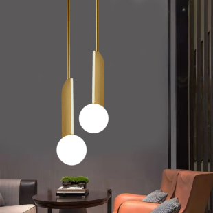 复古北欧轻奢餐厅卧室床头样板房橱窗过道走廊玻璃魔豆金色小吊灯