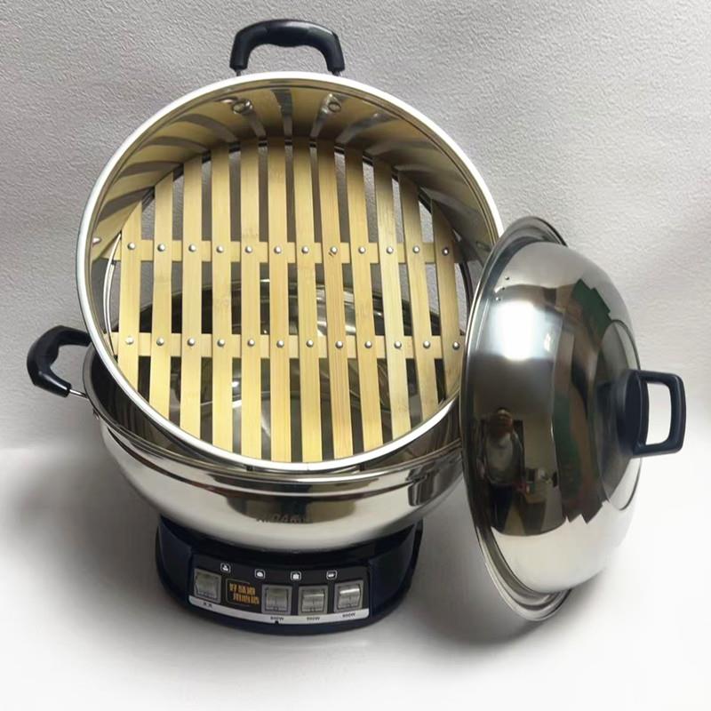 新款希达多功能电热锅不锈钢加厚电煮锅火锅电蒸锅28/30/32cm
