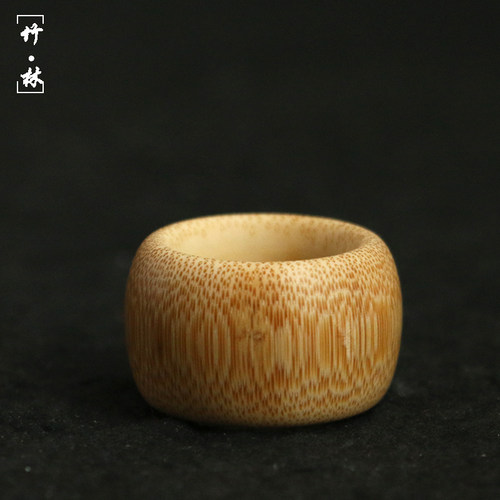 精品纯手工制作天然老玉竹鱼籽纹理竹扳指文玩竹雕手指环手把件