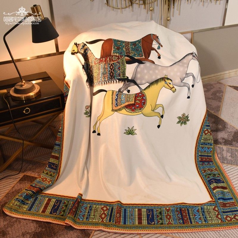 #新#欧式奢华宫廷印花锦狐绒单双人高端毛毯盖毯样板房别墅装饰毯,床上用品,休闲毯/毛毯/绒毯,淘宝优惠券,粉丝福利购,淘宝优惠卷