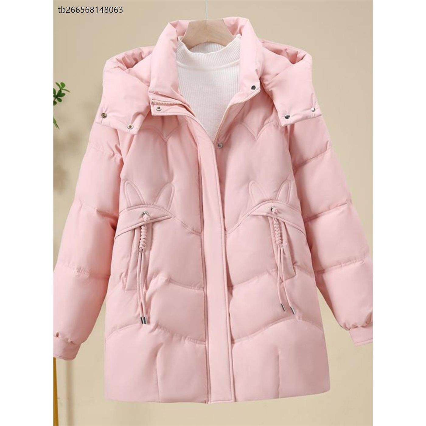 羽绒棉服女士中长款2025冬季新款小个子宽松棉袄保暖加厚棉衣外套