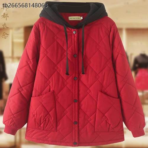 大尺码全棉棉服棉外套女