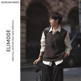ELI 25精纺美丽诺羊毛混纺内搭休闲针织马甲背心秋冬 布拉格秋