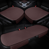 纯亚麻汽车坐垫冬季 通用透气女士通风防滑三件套车座椅垫 单片四季