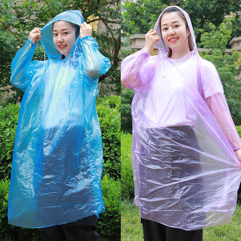 成人儿童加厚一次性雨衣透明徒步雨衣套装男女户外旅游便捷式雨披